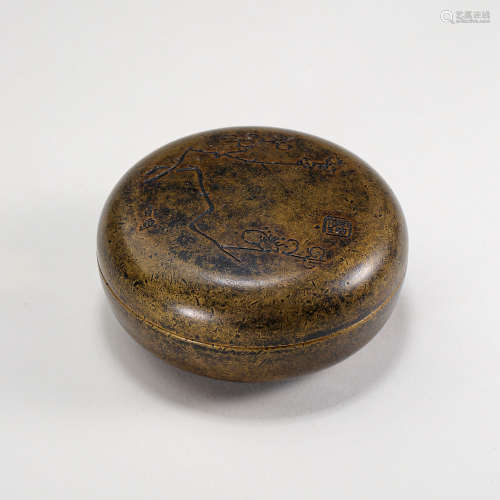 CHINESE BRONZE INK PAD, LATE QING DYNASTY