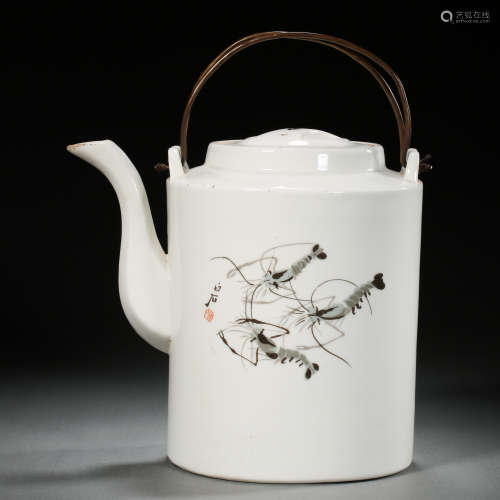 WHITE STONE HANDLE TEAPOT FROM QING DYNASTY, CHINA