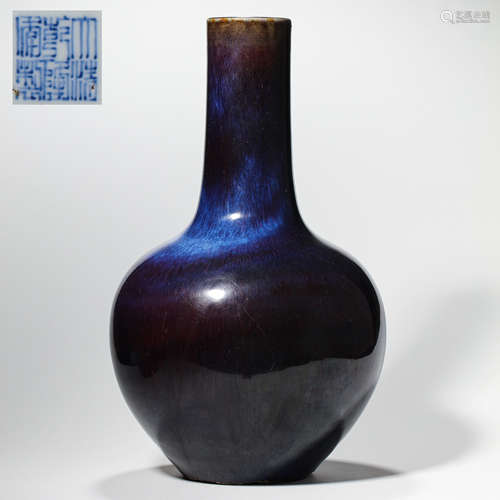 YAOBIAN GLAZE LONG NECK FLASK, QIANLONG PERIOD, QING DYNASTY...