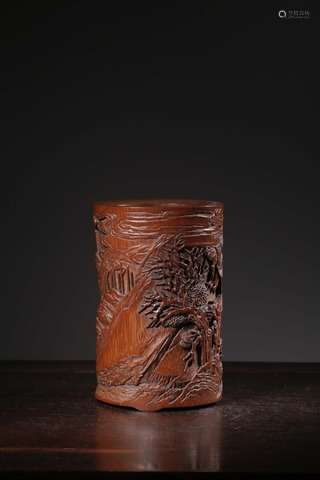 Bamboo Carving Brush Holder with Bamboo Patterns