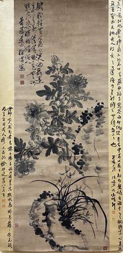 Peony and Orchid, Hanging Scroll, Xu Wei