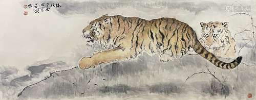 Two Tigers, Mounting with Frame, Yang Shanshen