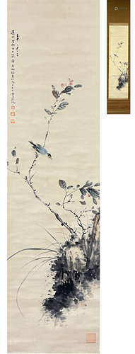 Flower and Bird, Hanging Scroll, Zhang Shanzai, Zhang Daqian