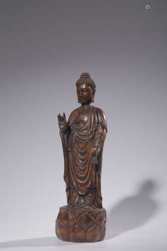 Agalwood Carved Statue of Sakyamuni, Qing Dynasty