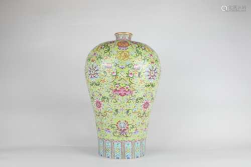 Famille-rose Enameled Plum Vase with Gold-traced Design and ...