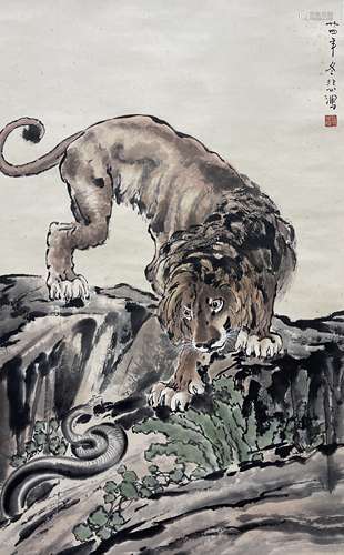 Lion and Snake, Hanging Scroll, Xu Beihong