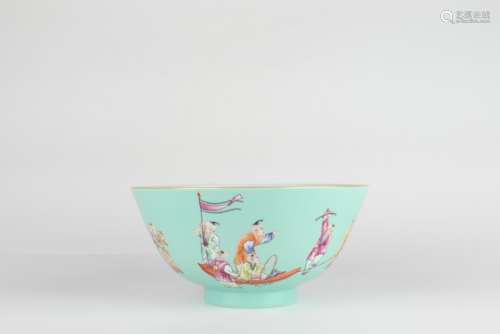 Turquoise Glazed Bowl of Figures, Jiaqing Reign Period, Qing...