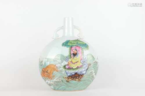 Famille-rose Enameled Moon Flask of Figure, Yongzheng Reign ...