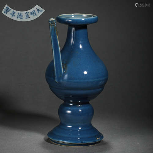 CHINESE DAMING XUANDE PERIOD JI BLUE GLAZE BOTTLE