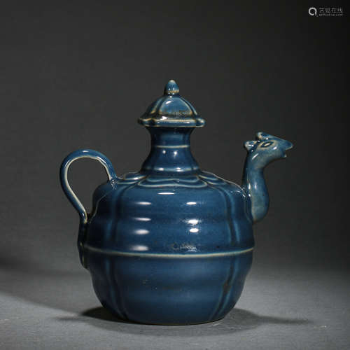 JI BLUE GLAZE EWER, QING DYNASTY