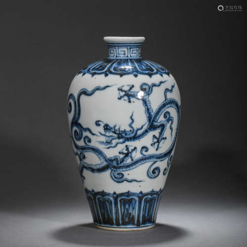 BLUE AND WHITE VASE FROM QING DYNASTY