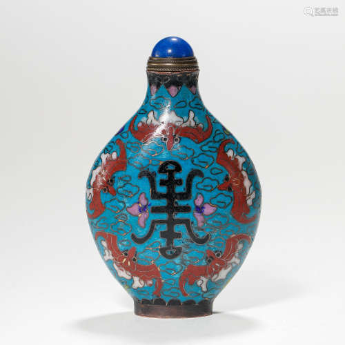 A BRONZE CLOISONNE SNUFF BOTTLE FROM QING DYNASTY, CHINA