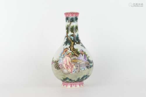 Famille Rose Vase with Figure Design, Qianlong Reign Period,...