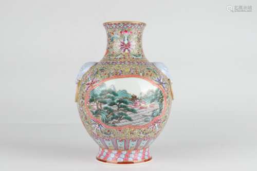 Enameled Zun-vase with Landscape Pattern on Window, Qianlong...