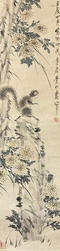 Chrysanthemum and Squirrel, Hanging Scroll, Xu Gu