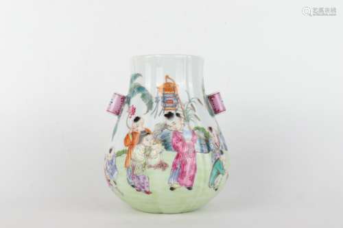 Famille Rose Zun-vase with Children Playing Pattern, Qianlon...