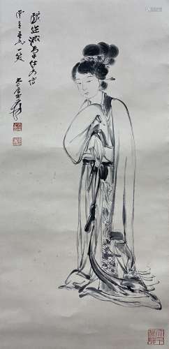 Maid, Hanging Scroll, Zhang Daqian