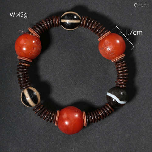 CHINESE BAOSHAN SOUTHERN RED BEAD BRACELET, TANG DYNASTY
