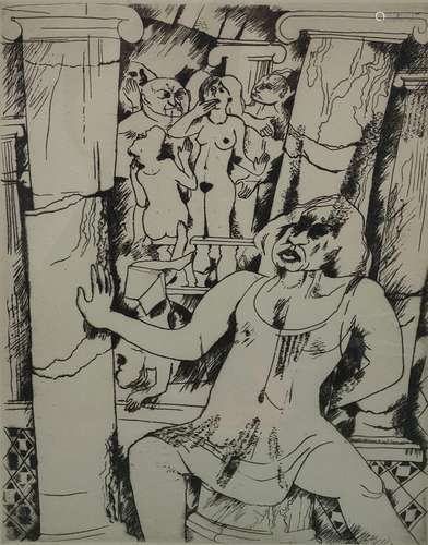 Unknown (20th century) "In the brothel", etching, ...