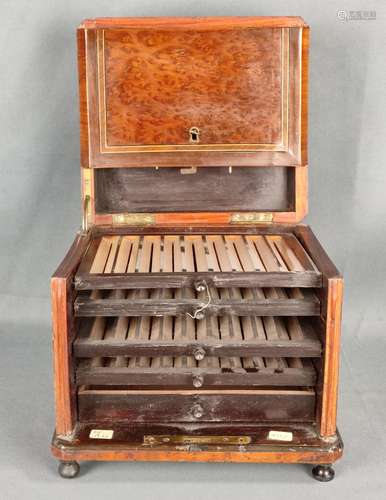 Antique humidor, cigar box, cube-shaped wooden bod…