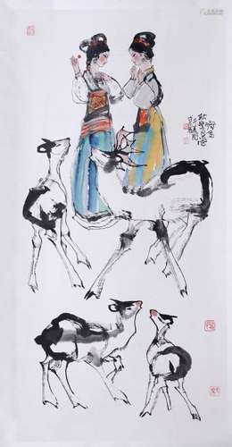 A CHINESE BEAUTY PAINTING, CHENGSHIFA MARK