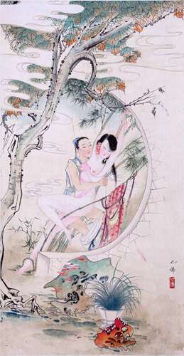 A CHINESE FIGURE PAINTING, HUYEFO MARK