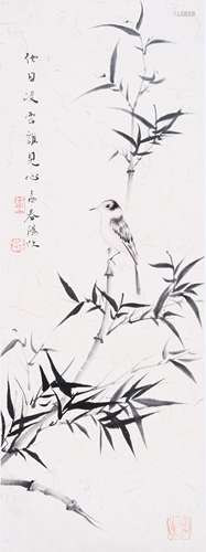 A CHINESE SPARROW ON THE BRANCHES PAINTING, HUOCHUNYANG MARK