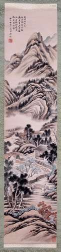 A CHINESE VILLAGE UNDER MOUNTAIN PAINTING, WEN ZHENG MING MA...