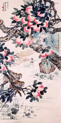 A CHINESE LONGEVITY PAINTING, JINMENGSHI HEXING NING MARK