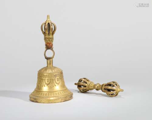 A SET OF TWO GILT-BRONZE RITUAL IMPLEMENTS