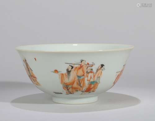 A WUCAI-GLAZED EIGHT IMMORTALS FIGURE BOWL