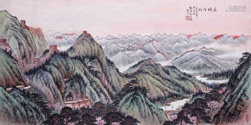 A CHINESE GREAT WALL PAINTING, ZHOUHUAIMIN MARK