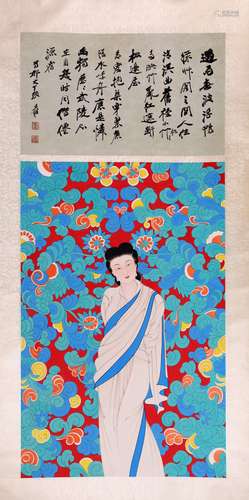 A CHINESE FLOWER LADY PAINTING, ZHANGDAQIAN MARK