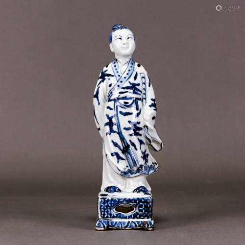 A BLUE AND WHITE PORCELAIN FIGURE OF  HANXIANGZI