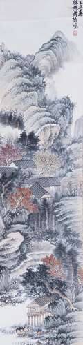 A CHINESE SCROLL PAINTING OF LANDSCAPE