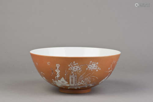 A LARGE IRON-RED PORCELAIN BOWL