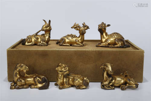 A Group of Auspicious Beast Sculptures.