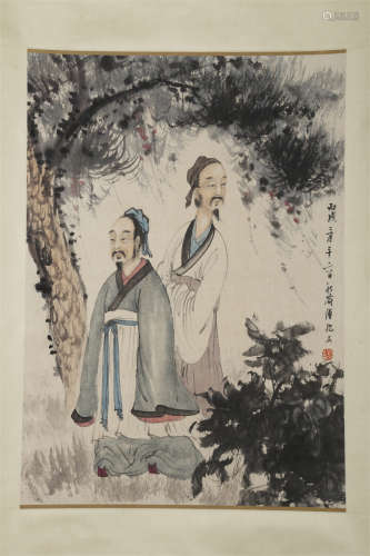 A Figure Painting on Paper by Fu Baoshi.