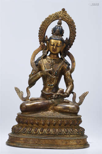 A Gilt Copper Vajrasattva Buddha Statue.