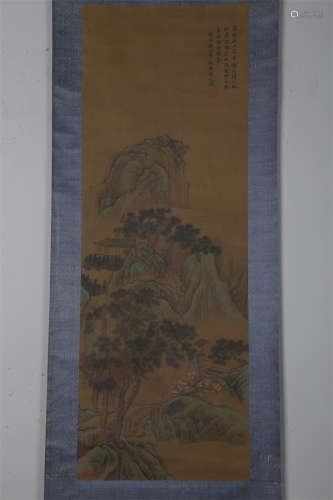 A Landscape Painting on Silk by Dai Wenjin.