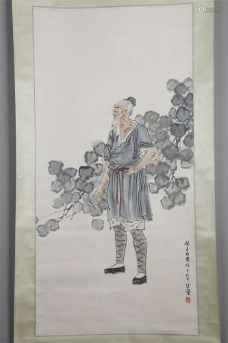 A Figure Painting on Paper by Xu Beihong.