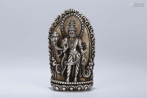 A Silver Manjusri Bodhisattva Buddha Plate.