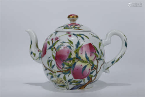 A Rose Porcelain Teapot with Flowers Design.