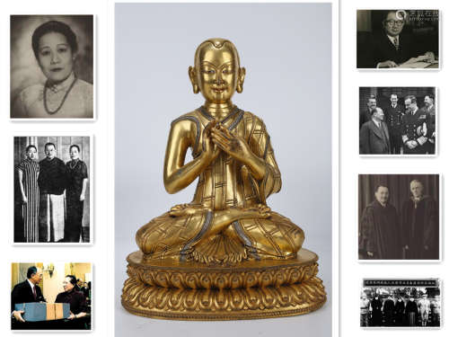 A Gilt Copper Guru Buddha Statue.