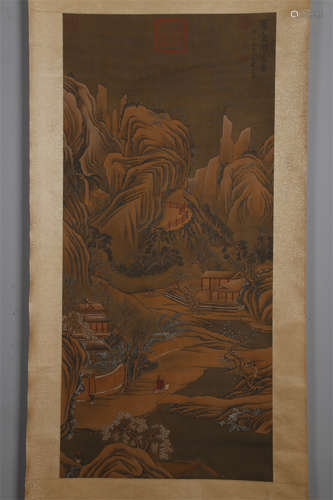 A Landscape Painting on Silk by Dai Wenjin.