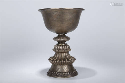 A Silver Bowl with Tall Pedestal.