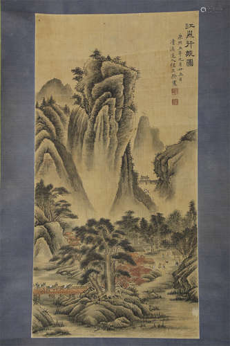 A Silk Landscape Painting by Cheng Zhengkui.