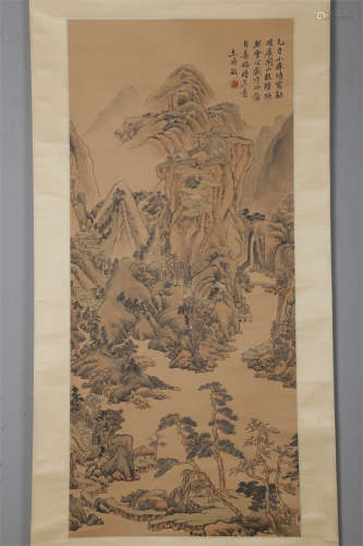 A Landscape Painting on Paper by Wang Shimin.