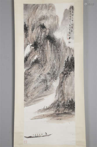 A Landscape Painting on Paper by Fu Baoshi.