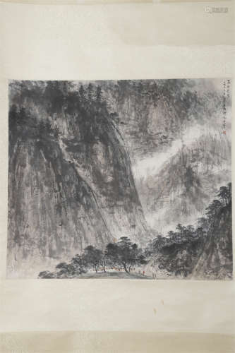 A Landscape Painting on Paper by Fu Baoshi.